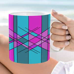 Teal Pink and Green Stained Glass Look Mug